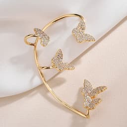 image-Fashion Gold Metal Butterfly Ear Clips Sparkling Zircon Without Piercing Ear Cuff Clip Earrings For Women Jewelry Gift