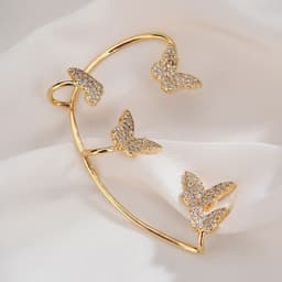 image-Fashion Gold Metal Butterfly Ear Clips Sparkling Zircon Without Piercing Ear Cuff Clip Earrings For Women Jewelry Gift