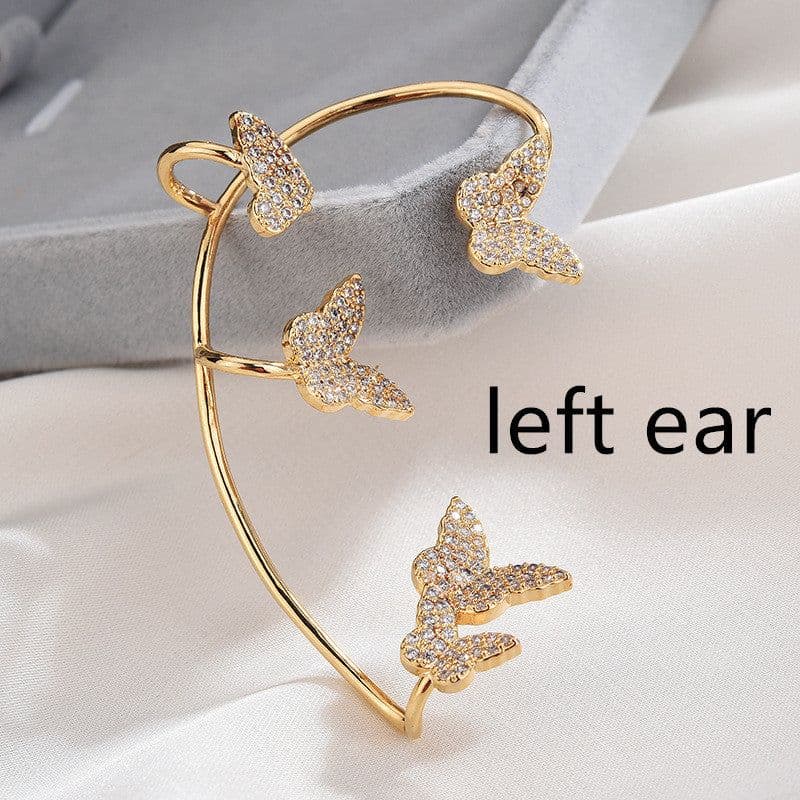 image-Fashion Gold Metal Butterfly Ear Clips Sparkling Zircon Without Piercing Ear Cuff Clip Earrings For Women Jewelry Gift