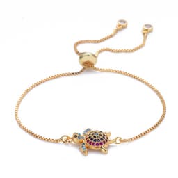 image-Turtles Bracelet Adjustable Shiny Rhinestones Sparkling Geometric Women Girls Sea Turtle Bracelet Dainty Jewelry For Dating