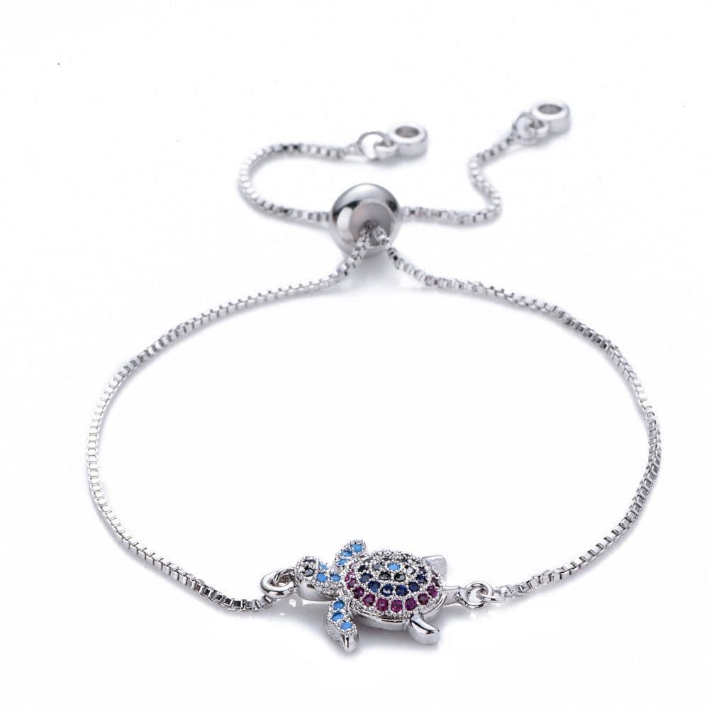 image-Turtles Bracelet Adjustable Shiny Rhinestones Sparkling Geometric Women Girls Sea Turtle Bracelet Dainty Jewelry For Dating