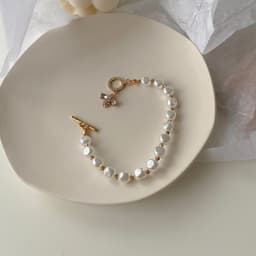 image-Classic Fashion Natural Stone Pearl Pendant Bracelet For Woman Exquisite New Lucky Cuff Bracelet Anniversary Gift Luxury Jewelry