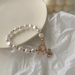image-Classic Fashion Natural Stone Pearl Pendant Bracelet For Woman Exquisite New Lucky Cuff Bracelet Anniversary Gift Luxury Jewelry