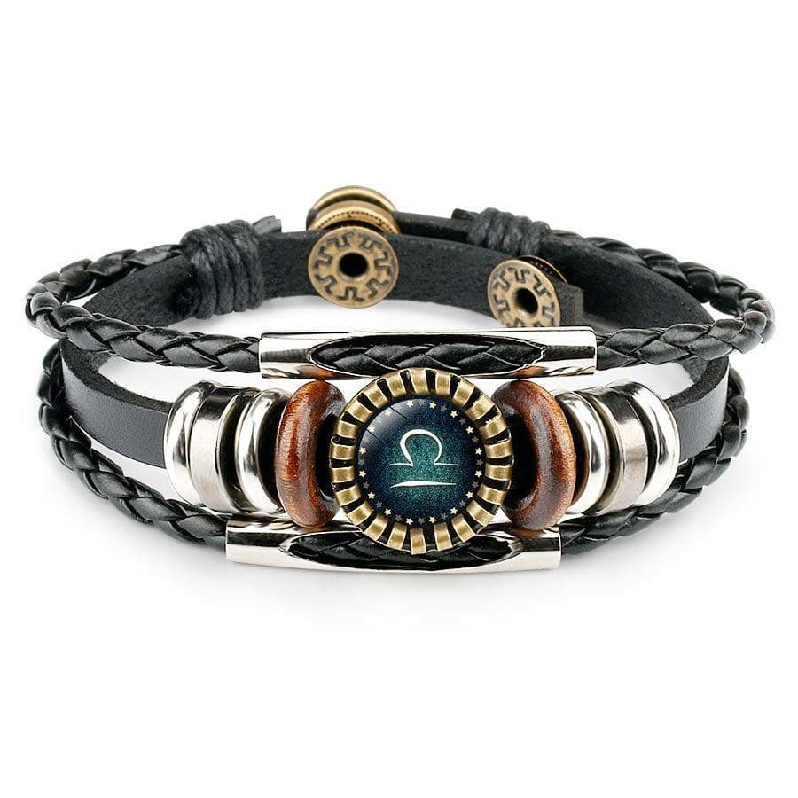 image-Multilayer Leather Bracelet 12 Constellation Zodiac Sign Men Braided Bracelets