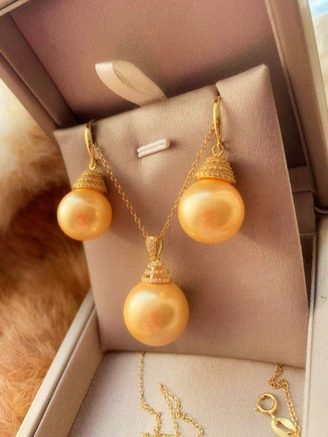 image-Sterling Silver Pendant Ear Hook Set