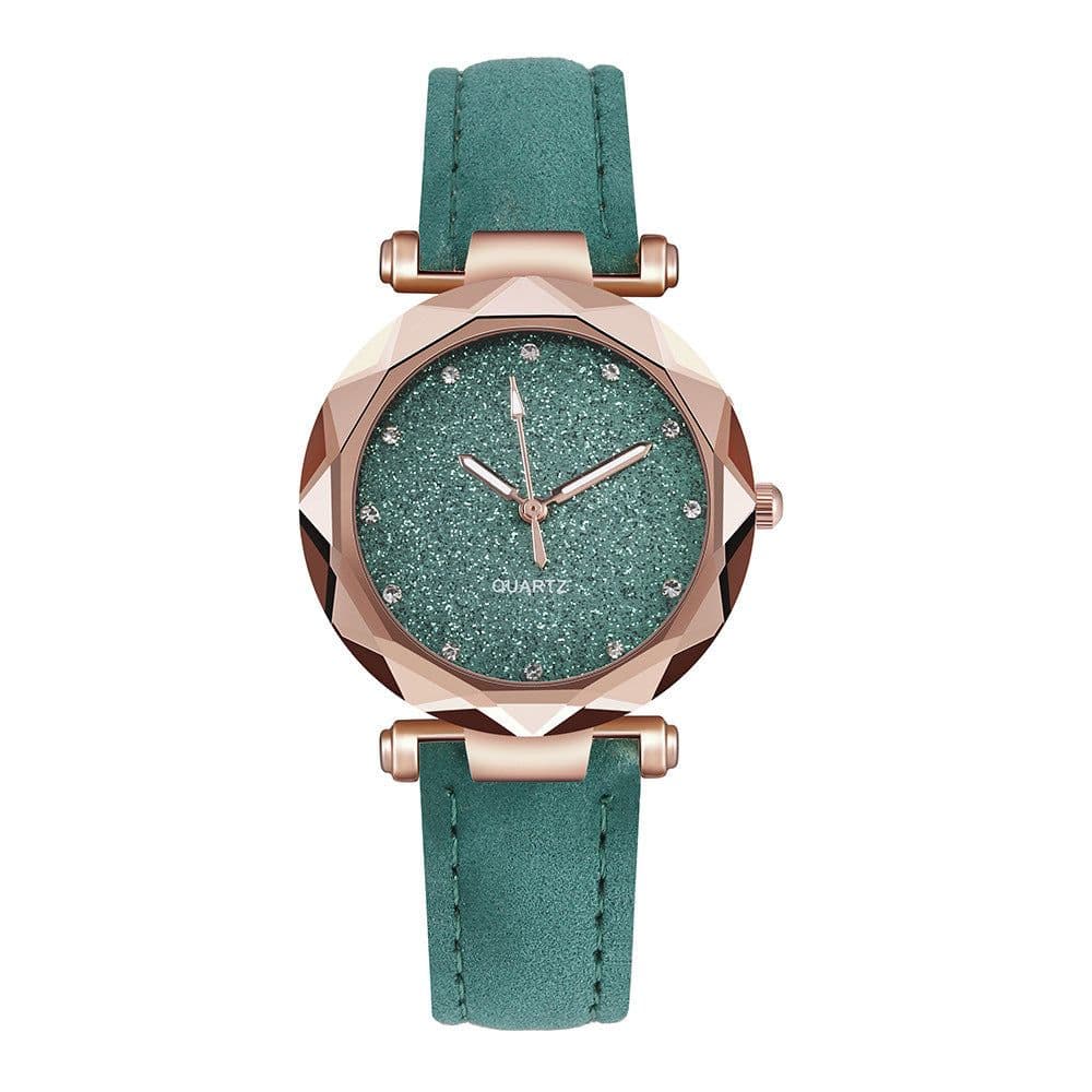 image-Casual Women Romantic Starry Sky Wrist Watch Leather Rhinestone Designer Ladies Clock