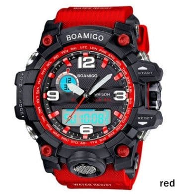 image-BOAMIGO brand men sports watches dual display analog digital LED Electronic quartz watches 50M waterproof swimming watch F5100