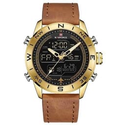 image-NAVIFORCE 9144 Fashion Gold Men Sport Watches Mens LED Analog Digital Watch Army Military Leather Quartz Watch Relogio Masculino