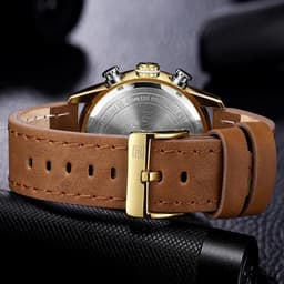 image-NAVIFORCE 9144 Fashion Gold Men Sport Watches Mens LED Analog Digital Watch Army Military Leather Quartz Watch Relogio Masculino