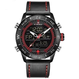 image-NAVIFORCE 9144 Fashion Gold Men Sport Watches Mens LED Analog Digital Watch Army Military Leather Quartz Watch Relogio Masculino