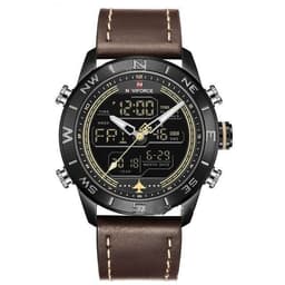 image-NAVIFORCE 9144 Fashion Gold Men Sport Watches Mens LED Analog Digital Watch Army Military Leather Quartz Watch Relogio Masculino