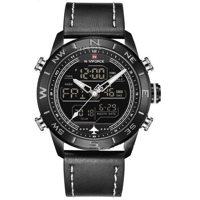 image-NAVIFORCE 9144 Fashion Gold Men Sport Watches Mens LED Analog Digital Watch Army Military Leather Quartz Watch Relogio Masculino