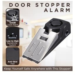 image-Electronic Burglar Alarm Intelligent Home Security Wedge Door Stop Alarm System Device Hotel Intruder Alert Detection