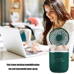 image-Portable Crystal Aromatheraphy Humidifier USB Wireless Aroma Essential Oil Diffuser With Adjustable Fan Warm Light Air Cooler