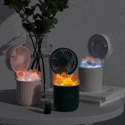 image-Portable Crystal Aromatheraphy Humidifier USB Wireless Aroma Essential Oil Diffuser With Adjustable Fan Warm Light Air Cooler