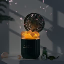image-Portable Crystal Aromatheraphy Humidifier USB Wireless Aroma Essential Oil Diffuser With Adjustable Fan Warm Light Air Cooler