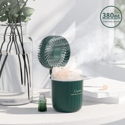image-Portable Crystal Aromatheraphy Humidifier USB Wireless Aroma Essential Oil Diffuser With Adjustable Fan Warm Light Air Cooler