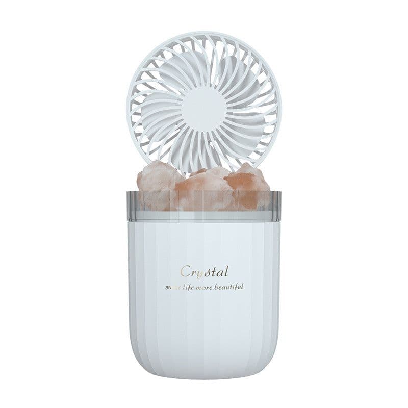 image-Portable Crystal Aromatheraphy Humidifier USB Wireless Aroma Essential Oil Diffuser With Adjustable Fan Warm Light Air Cooler