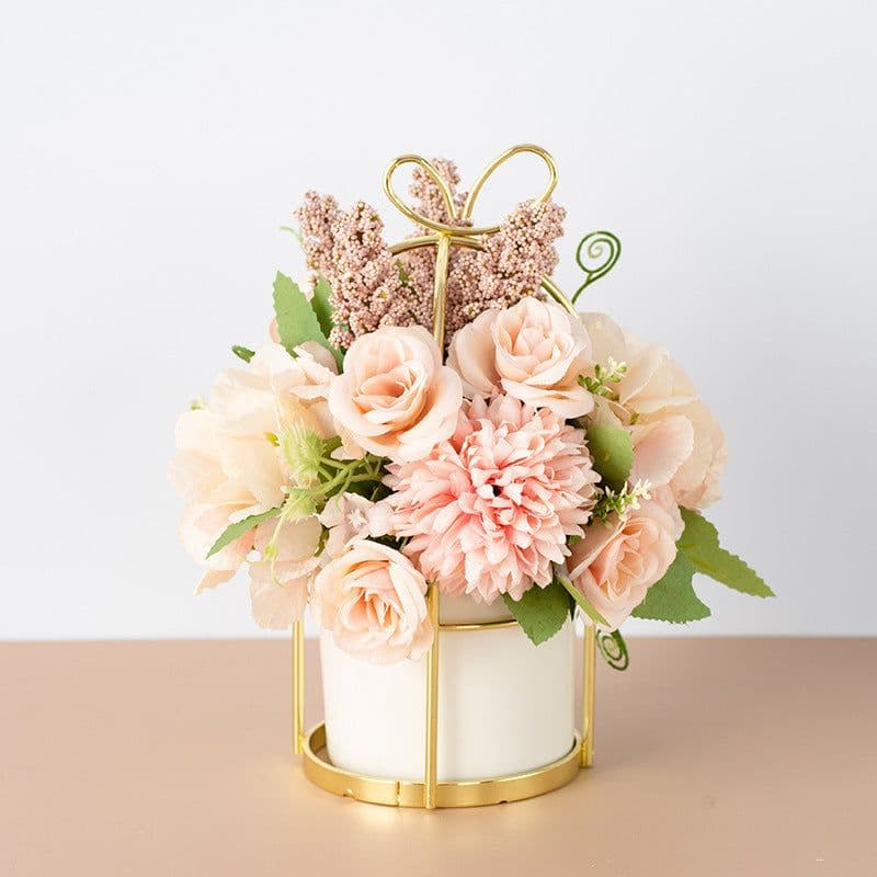 image-Small Potted Plants Ins Dried Flower Bouquet Simulation Flowers Fake Flowers Living Room Decoration Ornaments Tea Table Spring Festival Floral New Year Decorations