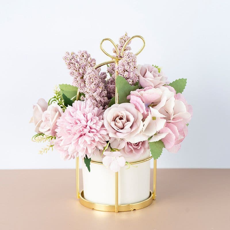 image-Small Potted Plants Ins Dried Flower Bouquet Simulation Flowers Fake Flowers Living Room Decoration Ornaments Tea Table Spring Festival Floral New Year Decorations
