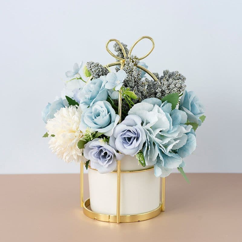 image-Small Potted Plants Ins Dried Flower Bouquet Simulation Flowers Fake Flowers Living Room Decoration Ornaments Tea Table Spring Festival Floral New Year Decorations