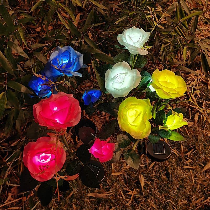 image-Resin Craft Lotus Tulips Flower LED Solar Light Waterproof Outdoor Garden Lawn Lamps Yard Art for Home Courtyard Decoration