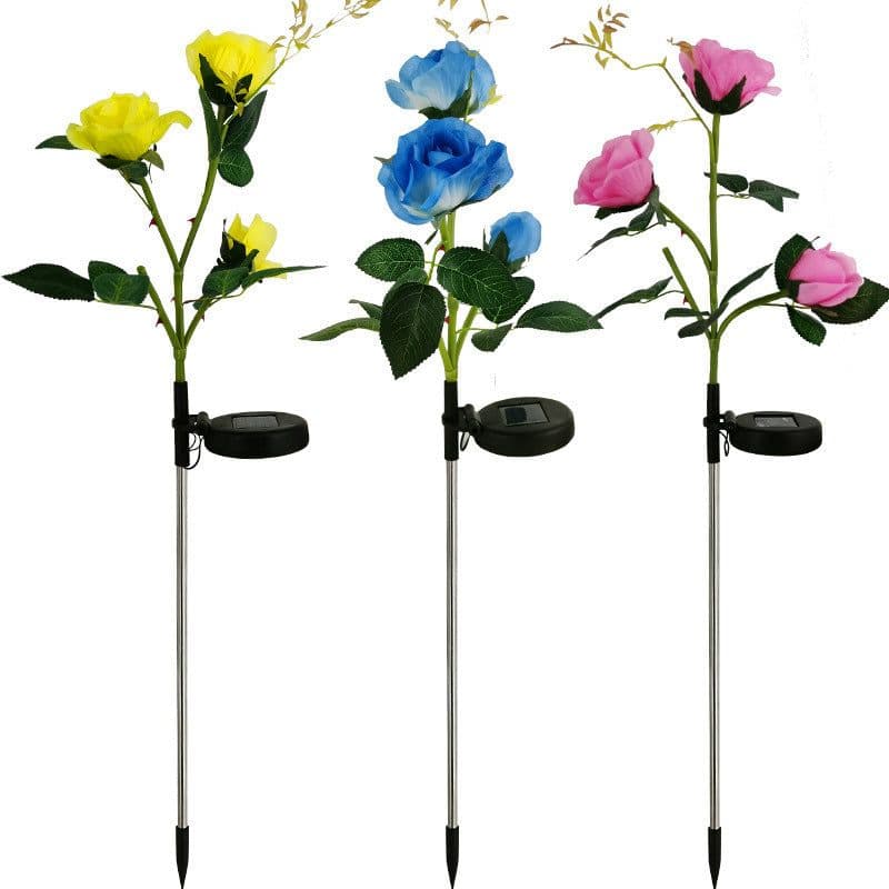 image-Resin Craft Lotus Tulips Flower LED Solar Light Waterproof Outdoor Garden Lawn Lamps Yard Art for Home Courtyard Decoration