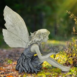 image-Fairy Sitting Garden Statue Ornament Decoration Resin Crafts Decor Accessories Home Landscaping Backyard Lawn Decoration