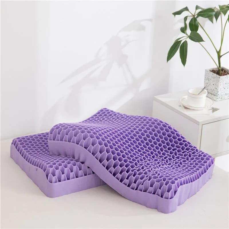 image-Neck Message Bed Pillow 3D TPE Honeycomb Orthopedic Shoulder Pain Protection Cervical With Cover No Pressure Cooling Sleep