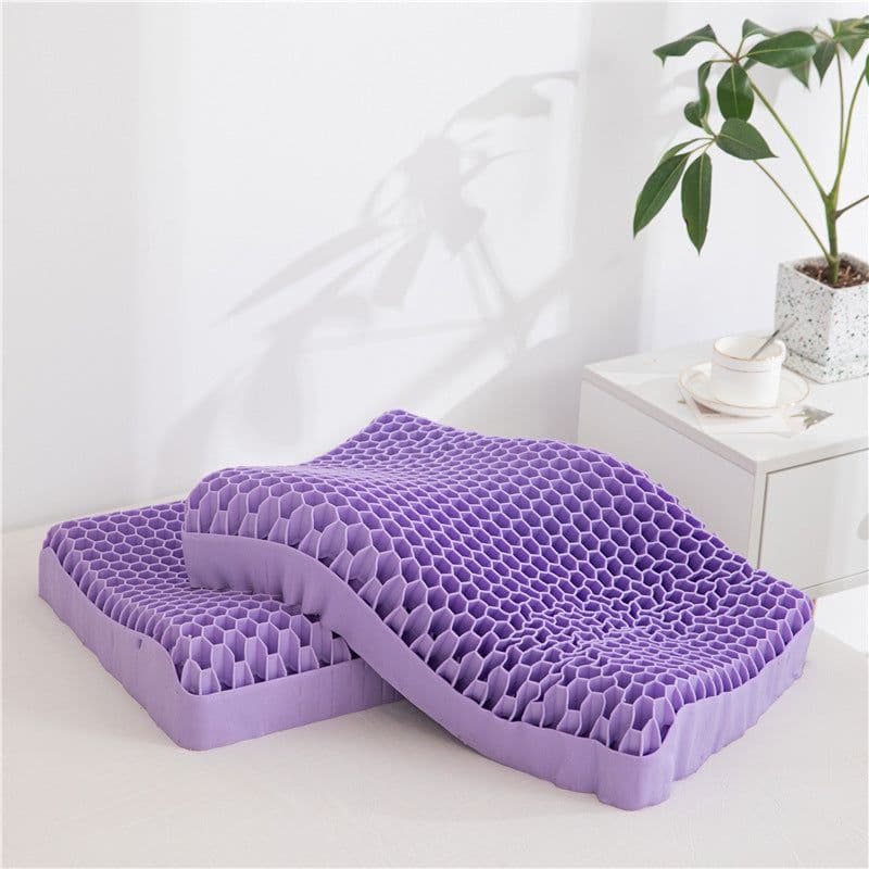 image-Neck Message Bed Pillow 3D TPE Honeycomb Orthopedic Shoulder Pain Protection Cervical With Cover No Pressure Cooling Sleep