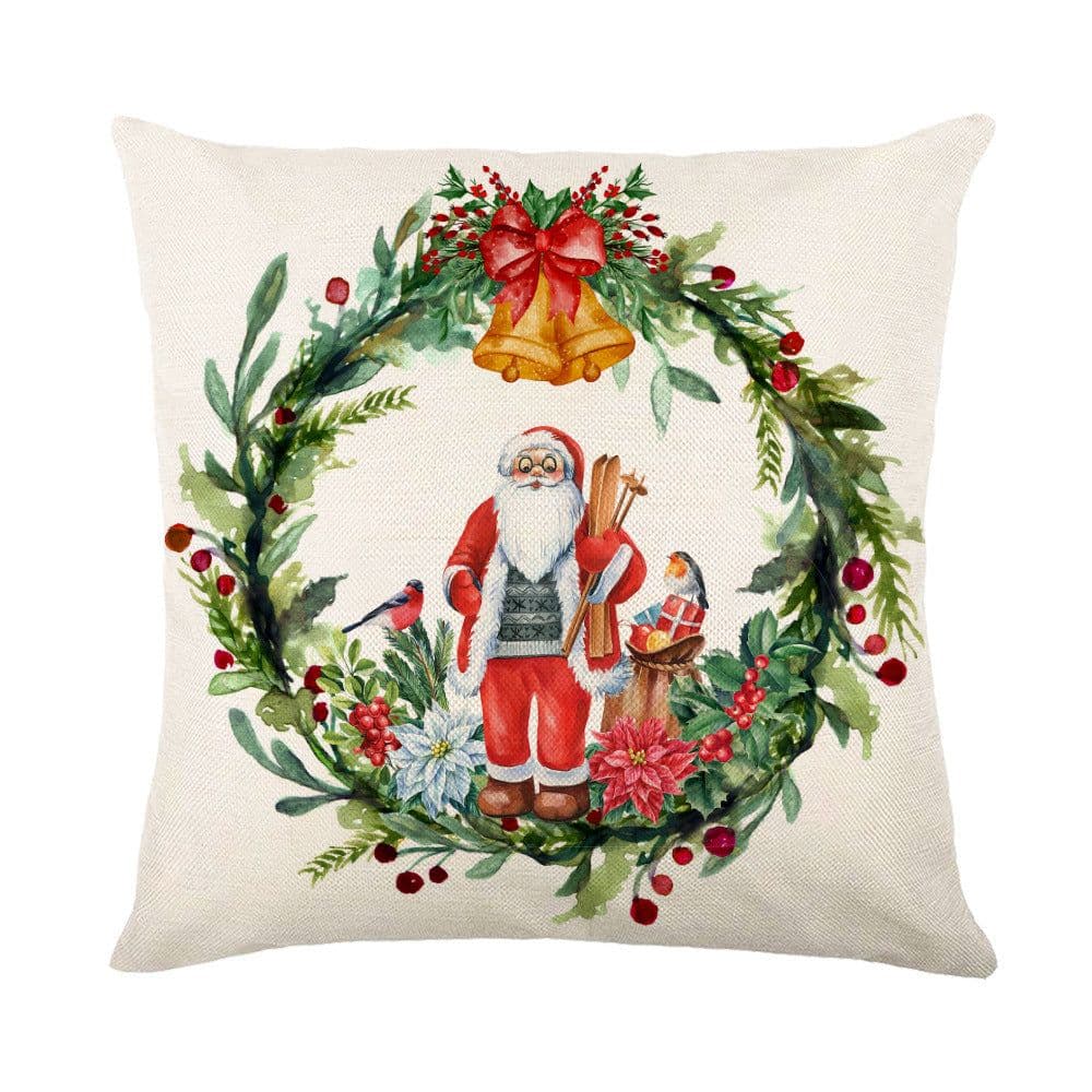 image-Christmas Decorations Pillow Covers Sofa Square Throw Pillow Cases Stamping Snowflake Waist Cushion Cover Home Bed Decor