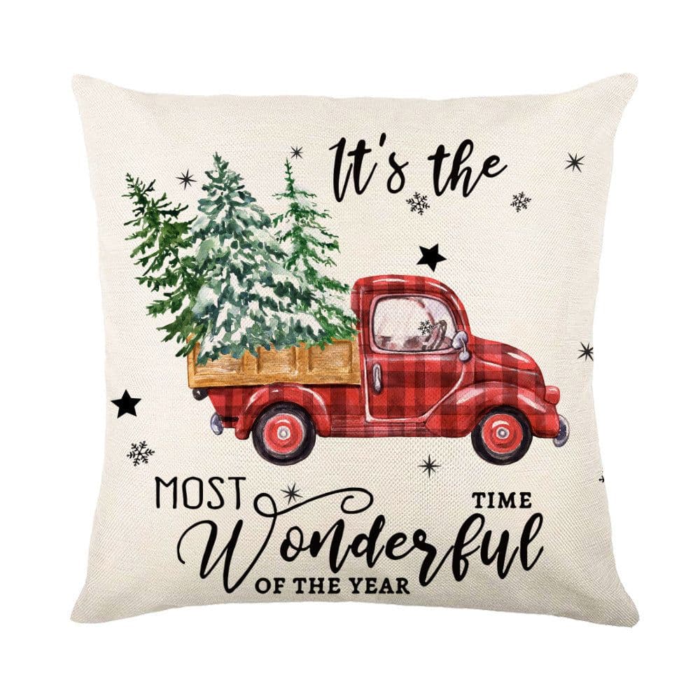 image-Christmas Decorations Pillow Covers Sofa Square Throw Pillow Cases Stamping Snowflake Waist Cushion Cover Home Bed Decor