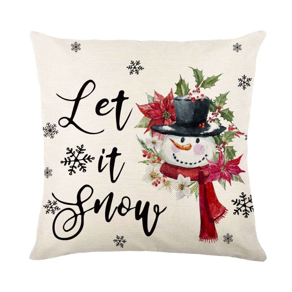image-Christmas Decorations Pillow Covers Sofa Square Throw Pillow Cases Stamping Snowflake Waist Cushion Cover Home Bed Decor