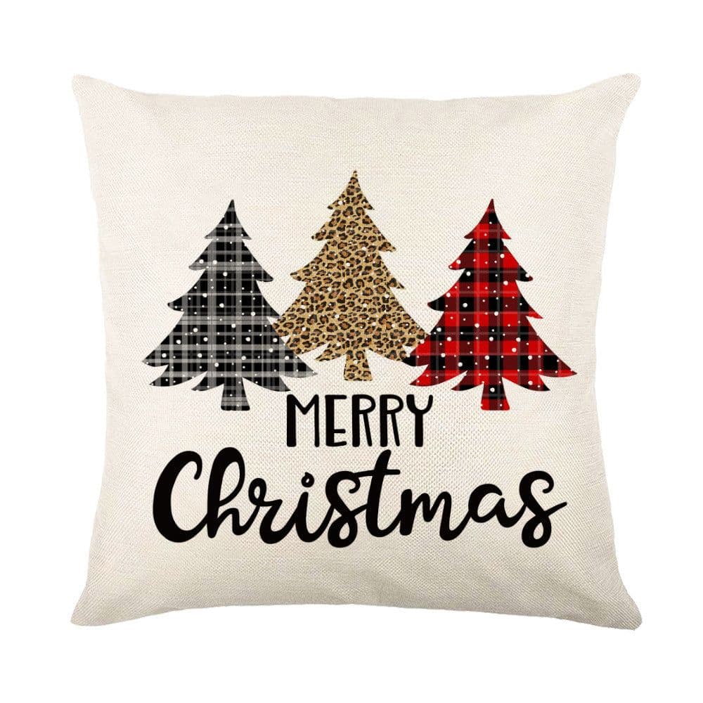 image-Christmas Decorations Pillow Covers Sofa Square Throw Pillow Cases Stamping Snowflake Waist Cushion Cover Home Bed Decor
