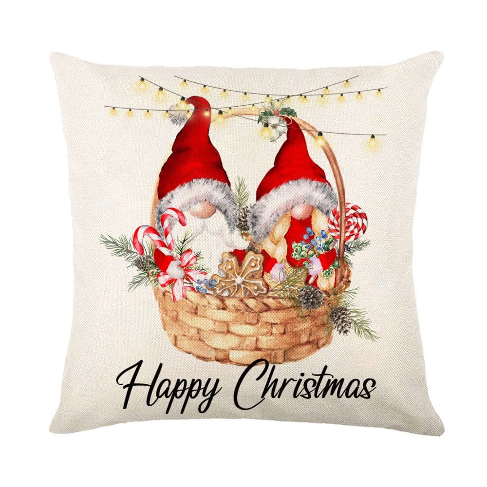 image-Christmas Decorations Pillow Covers Sofa Square Throw Pillow Cases Stamping Snowflake Waist Cushion Cover Home Bed Decor