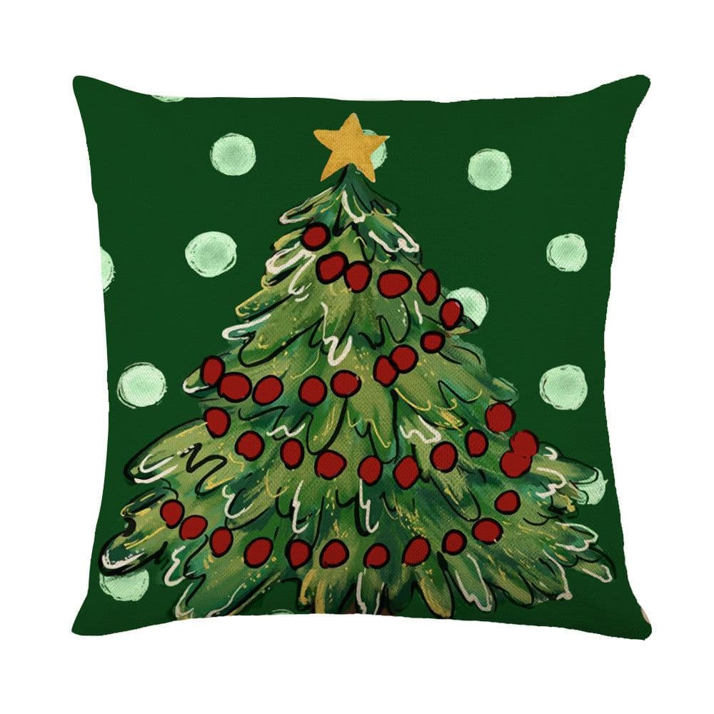 image-Christmas Decorations Pillow Covers Sofa Square Throw Pillow Cases Stamping Snowflake Waist Cushion Cover Home Bed Decor