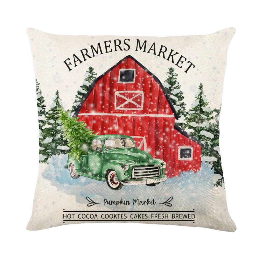image-Christmas Decorations Pillow Covers Sofa Square Throw Pillow Cases Stamping Snowflake Waist Cushion Cover Home Bed Decor