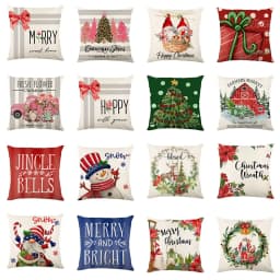 image-Christmas Decorations Pillow Covers Sofa Square Throw Pillow Cases Stamping Snowflake Waist Cushion Cover Home Bed Decor