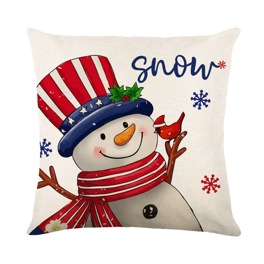 image-Christmas Decorations Pillow Covers Sofa Square Throw Pillow Cases Stamping Snowflake Waist Cushion Cover Home Bed Decor
