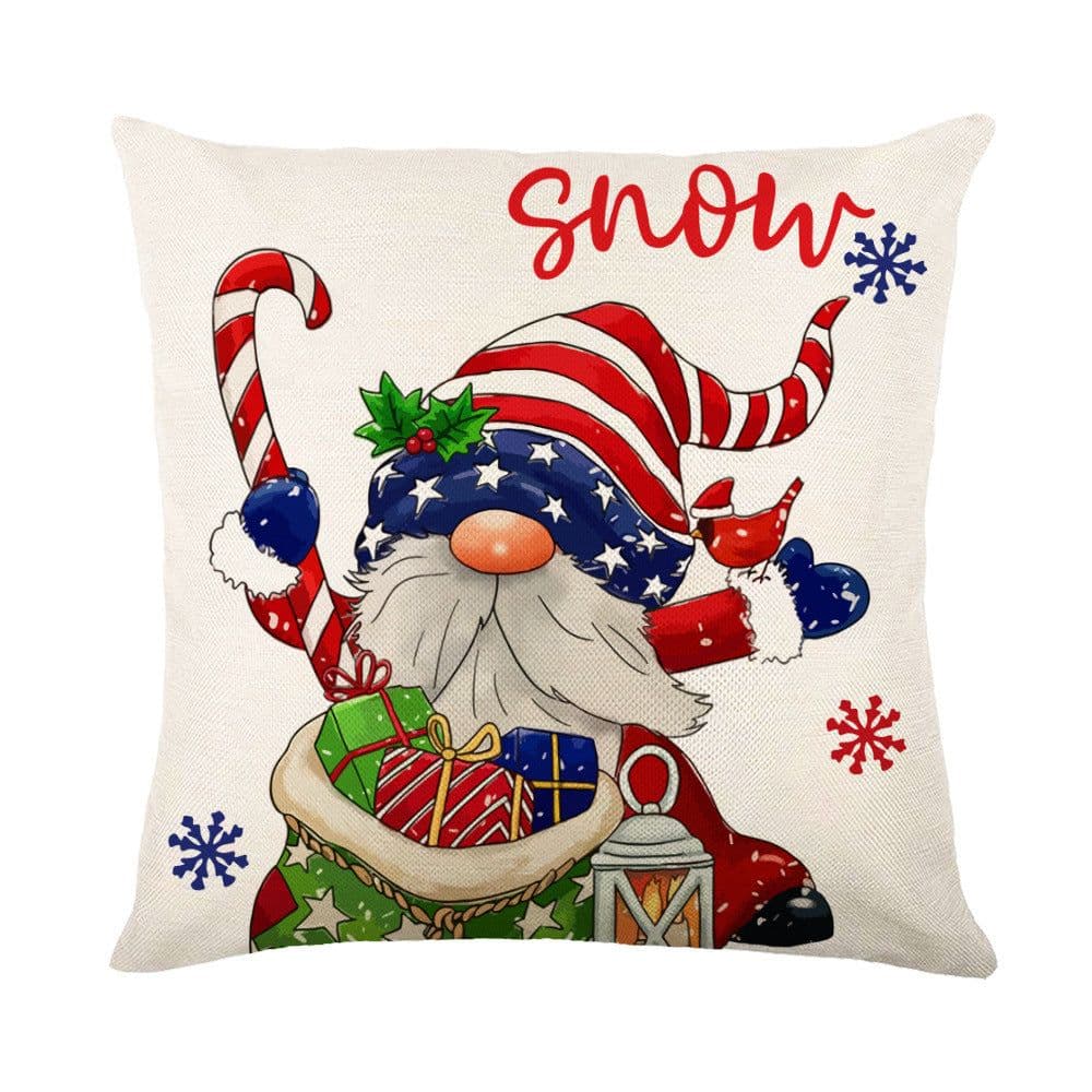 image-Christmas Decorations Pillow Covers Sofa Square Throw Pillow Cases Stamping Snowflake Waist Cushion Cover Home Bed Decor