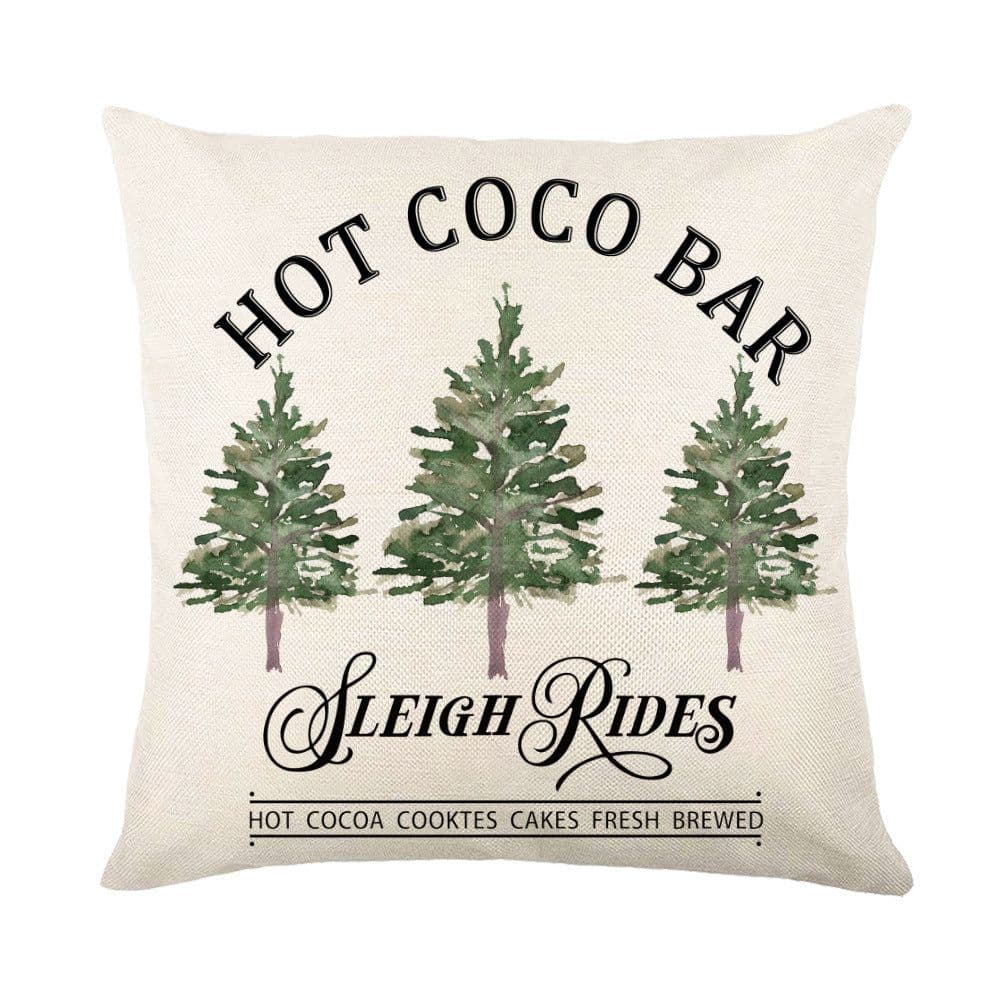 image-Christmas Decorations Pillow Covers Sofa Square Throw Pillow Cases Stamping Snowflake Waist Cushion Cover Home Bed Decor