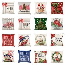 image-Christmas Decorations Pillow Covers Sofa Square Throw Pillow Cases Stamping Snowflake Waist Cushion Cover Home Bed Decor