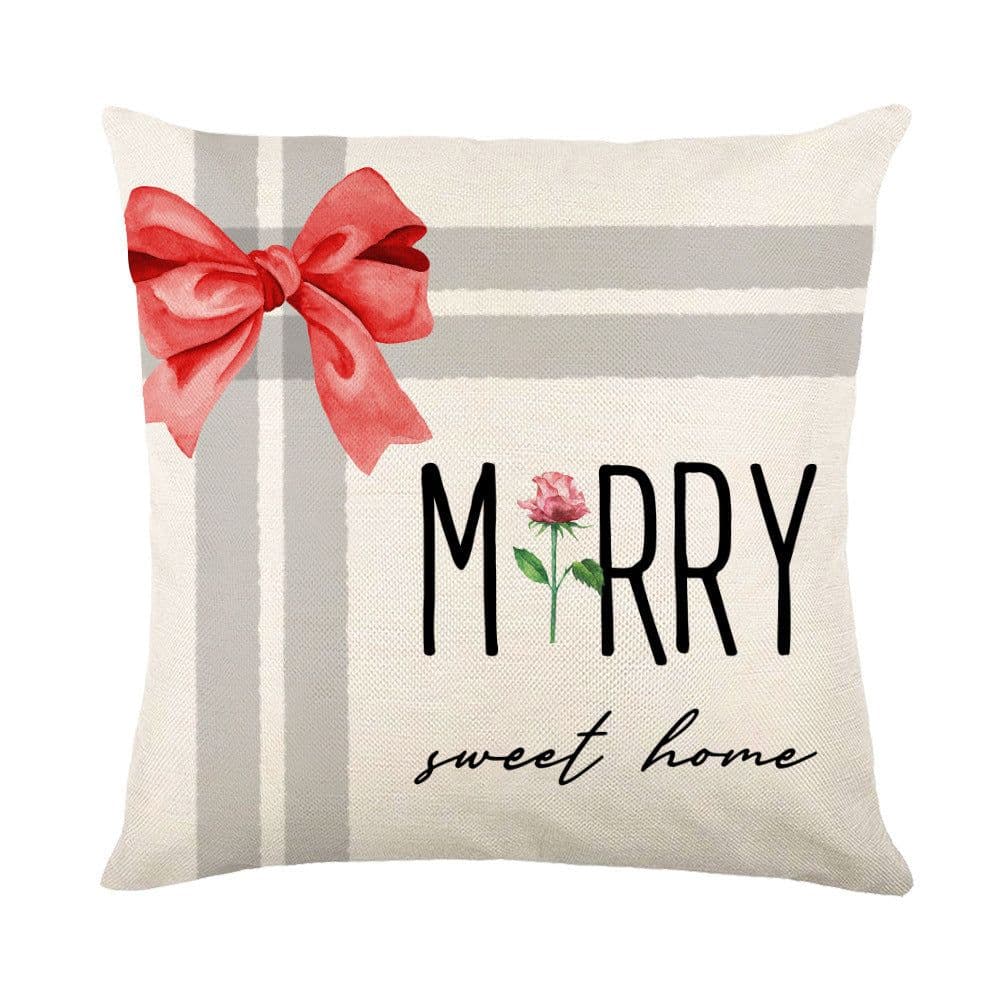 image-Christmas Decorations Pillow Covers Sofa Square Throw Pillow Cases Stamping Snowflake Waist Cushion Cover Home Bed Decor