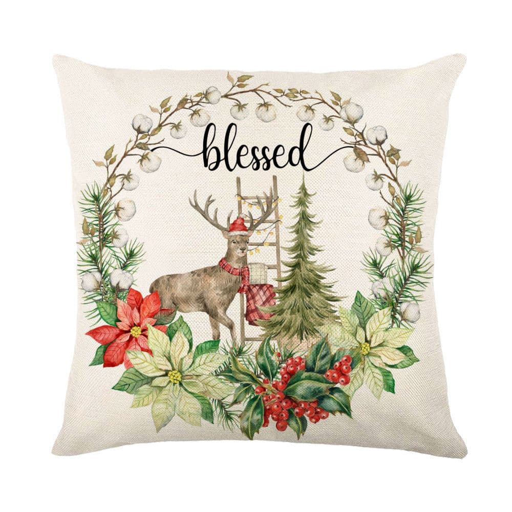 image-Christmas Decorations Pillow Covers Sofa Square Throw Pillow Cases Stamping Snowflake Waist Cushion Cover Home Bed Decor