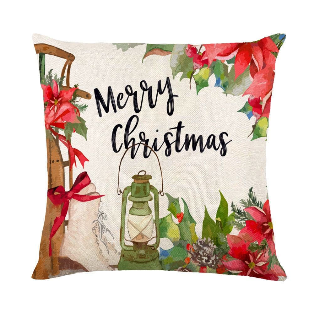 image-Christmas Decorations Pillow Covers Sofa Square Throw Pillow Cases Stamping Snowflake Waist Cushion Cover Home Bed Decor