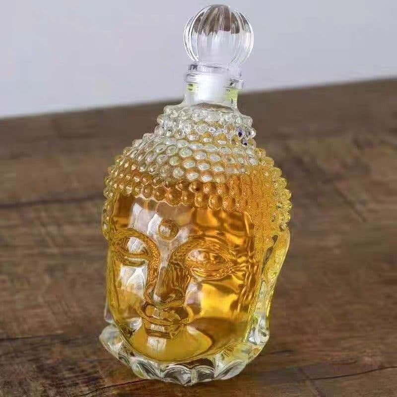 image-Buddha Head Wine Bottle Glass Wine Bottle Bubble Wine Glass Bottle