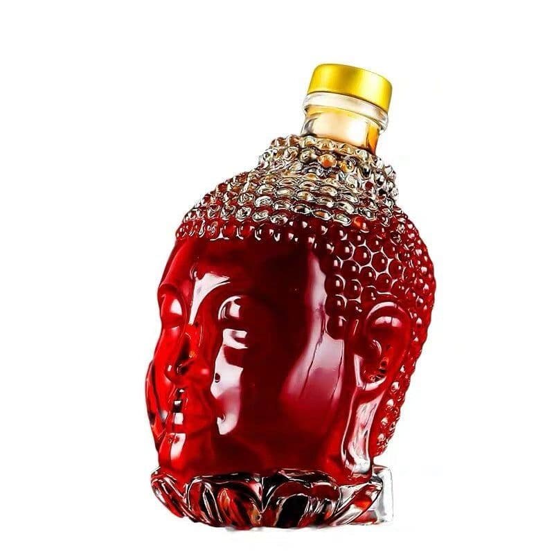 image-Buddha Head Wine Bottle Glass Wine Bottle Bubble Wine Glass Bottle