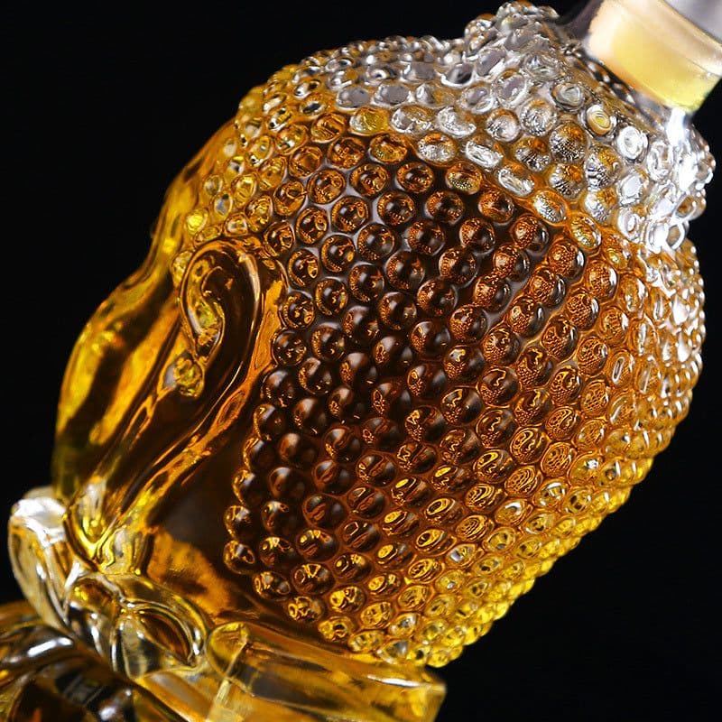 image-Buddha Head Wine Bottle Glass Wine Bottle Bubble Wine Glass Bottle