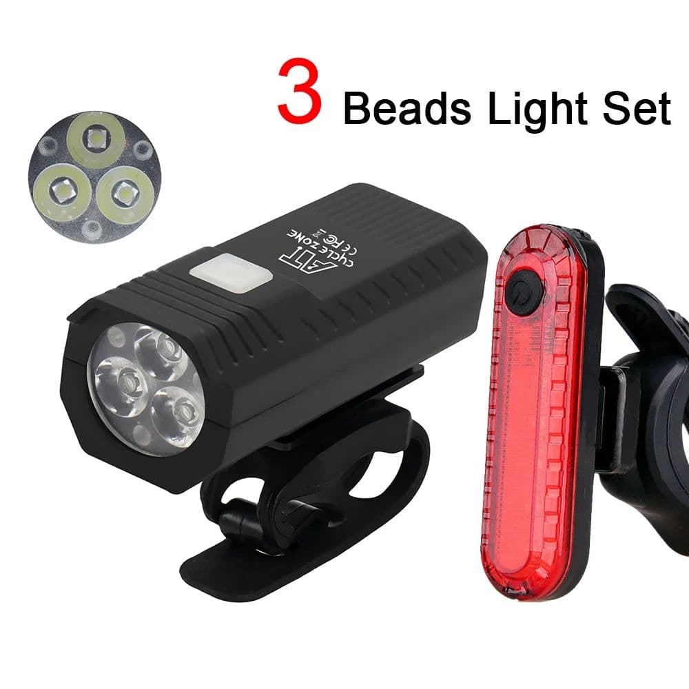 image-USB Rechargeable Bike Light Front Light Red Taillight Easy to Install 3 Modes Bicycle Accessories for the Bicycle