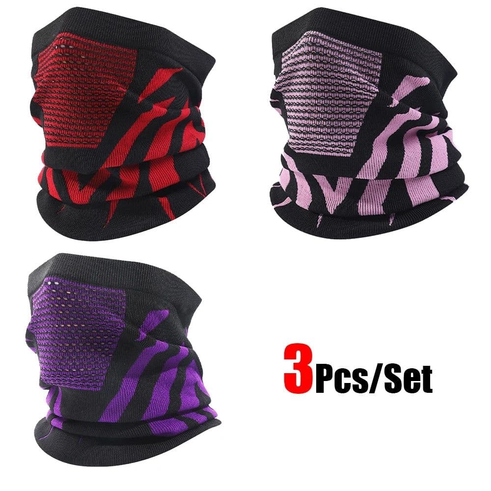 image-3Pcs/Set Unisex Winter Warm Skiing Mask Elastic Breathable Outdoor Sports Running Fishing Multi-Functional Neck Warmer Headscarf